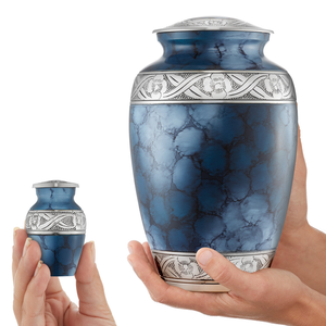 Urnes funéraires personnalisées pour adultes et bébés, vente en gros, urnes funéraires uniques en céramique bleue pour cendres humaines - Product Image 4