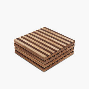 Juego de 4 posavasos cuadrados de madera con soporte de hierro para mesa de comedor Posavasos de barra de madera para mesa de centro Cocina - Product Image 4