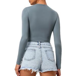 Mermaid Curve Sports T-shirt Traje de Yoga de manga larga de secado rápido Nuevo Color sólido Top Running Sports Casual Camiseta de manga larga - Product Image 5