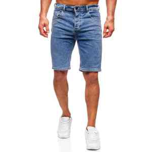 กางเกงยีนส์ขาสั้นสำหรับผู้ชายซักกลางเอวสูงผ้าฝ้าย100% น้ำหนักเบาระบายอากาศสไตล์ลำลองตามสั่ง - Product Image 1