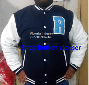 Blouson Bomber en Laine Brodé avec Logo Personnalisé, Manches en Cuir, Style Vintage Baseball Letterman Varsity pour Enfants et Adolescents - Product Image 4