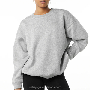 OEM Broderie personnalisée Épaule tombante Sweat-shirt à col rond en polaire surdimensionné pour femmes Pull-over personnalisé Sweat à capuche en éponge française - Product Image 4