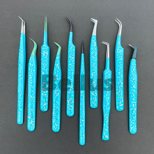 Pince à cils Volume bleu métallique en acier japonais de qualité supérieure Logo personnalisé Pointe pointue Outil d'extension de cils Précision durable - Product Image 6