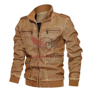 Veste de moto pour homme de qualité supérieure, coupe ajustée, style bomber standard, fermeture éclair en cuir, style décontracté, multicolores, hiver, écologique - Product Image 1