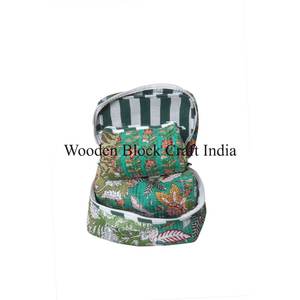 Ensemble de trousses de toilette en coton pour femmes faites à la main, imprimé en bloc, trousse de maquillage, étui de toilette imperméable, sacs cosmétiques en tissu, 3 pièces - Product Image 4