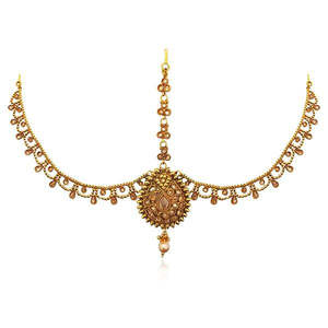 Véritable Création AD Pierre Cuivre Maang Tikka FBB0104-Elegant Perle Bijoux - Product Image 1
