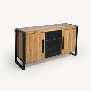 Buffet moderne industriel en bois à 2 portes Liverpool pour salon et chambre à coucher - Product Image 2