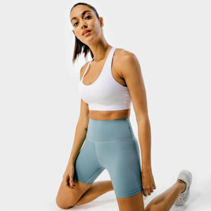 Ceinture élastique sans coupe véritable taille haute mi-cuisse longueur 74% Nylon et 26% Spandex Dusty Blue Core Agile respirant Shorts - Product Image 6