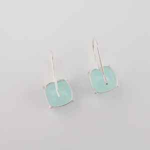 Boucles d'oreilles en argent sterling plaqué or avec calcédoine aqua, design bohème mignon, faites à la main, cadeau élégant pour femme, pierre de naissance d'octobre - Product Image 4