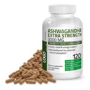 Groothandel Oem Natuurlijke Pure Ashwagandha Capsules Extract Poeder 3000Mg Veganistische Ashwagandha Capsules KSM-66 Capsules