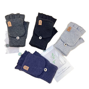 Gants en automne et en hiver Adultes Gants d'hiver demi-doigts Mitaines à doigts ouverts tricotées - Product Image 1