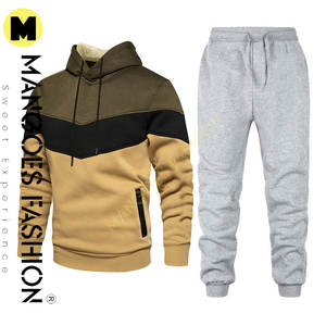 Autumn Winter 2-Piece Men's Clothing Set Breathable Quick Dry 3D Printed Hooded Solid Fleece Tracksuit Plus Size Joggers Logo - Product Image 2