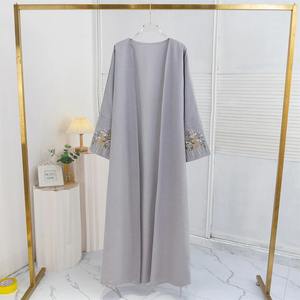 Frente abierto Abaya bordado Floral manga larga Maxi longitud ropa de mujer cárdigan musulmán Abayas fuera Kaftans mujeres Jilbabs - Product Image 2