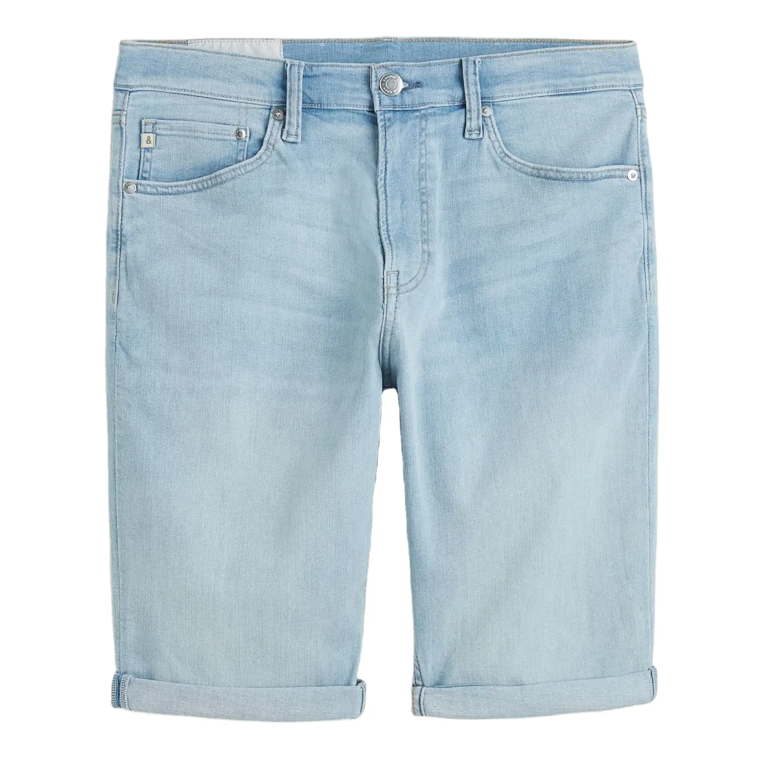 Shorts dos homens Calça Jeans de Algodão Macio Verão Secagem Rápida Respirável Personalizado Homens Jeans Shorts personalizado tornozelo dobrado logotipo privado tag