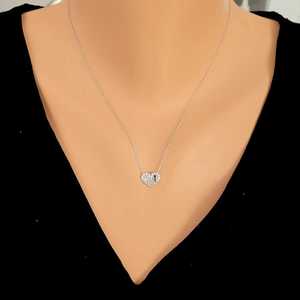 Pendentif Cœur en Argent Sterling 925 avec Pierre Blanche Sertie en Bezel, Charme Religieux en Or Rose, Bijou en Platine, Matière Principale - Product Image 1