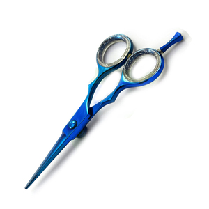 Tijeras Profesionales de Peluquería de Acero Inoxidable con Hoja Dentada de 4.5'' para Cortar el Cabello, Color Azul - Product Image 3