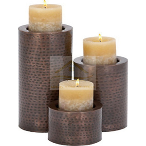 New <b>Set</b> of 2 Metal Pillar Shape <b>Candle</b> Holder and Stand Aluminum Cast Silver Color Nickel Plated Mirror Polished at Best Price - Product Image 4