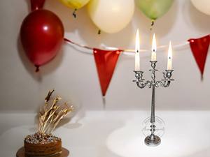 "Elegante candelabro plateado de 3 brazos Elegante Decoración de mesa - Product Image 3