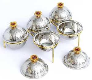 ชุดชามช็อคโกแลตสุดหรูพร้อมขาตั้งสำหรับบ้านโรงแรมร้านอาหารโต๊ะและอาหารเย็นสีเงินชามเสิร์ฟผลไม้และช็อคโกแลต - Product Image 4