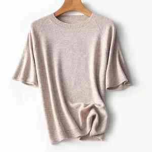 เสื้อยืดคอกลมผ้าวูลผสมสำหรับผู้หญิง ให้ความอบอุ่น น้ำหนักเบา กระชับพอดีตัว - Product Image 2