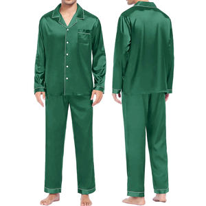 Ensemble de pyjama en satin de soie 100% respirant de luxe pour homme, chemise et vêtements de nuit avec broderie personnalisée, confort exceptionnel, tissu en terry - Product Image 3