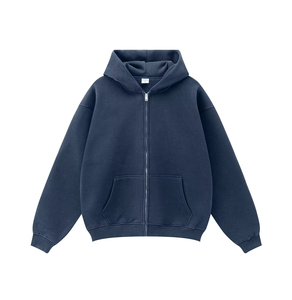 Meilleure vente : Sweat à capuche zippé imprimé 100% Coton, Coupe oversize, Style streetwear uni pour homme, Chaud - Product Image 1