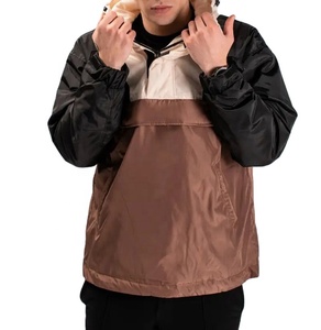 Veste coupe-vent pour homme avec logo personnalisé, en toile vintage, à capuche, respirante, fermeture éclair mi-longue, imperméable, coupe-vent, style street - Product Image 2