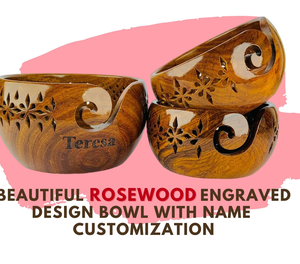 Cuenco de hilo de palisandro hecho a mano, organizador de ganchillo y tejido, organizador de ganchillo, cuenco de hilo, regalo de Navidad funcional - Product Image 3