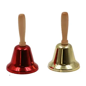 Xmas Hand Bell Santa Christmas Metal Loud Bell Restaurant Call Bell Jingle Stick Rattle Shaker Toys for Kids