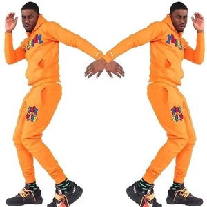 Conjunto de pantalones de chándal y Sudadera con capucha apilados acampanados personalizados, conjuntos de Jogger de 2 piezas, chándal de algodón y nailon de gran tamaño con diamantes de imitación - Product Image 1