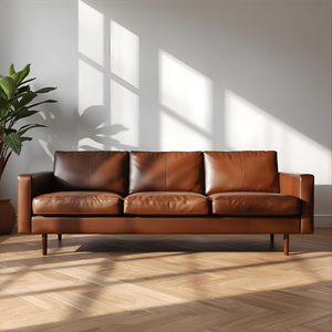 Canapé-lit en cuir véritable de style mi-moderne, rembourré, pour salon, appartement, atelier, maison, meubles - Product Image 1