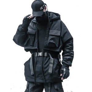Chaquetas Techwear Cyperpunk para hombre, cortavientos de invierno, bolsillos Cargo, capucha suelta, Parka táctica para actividades ninja al aire libre lavadas - Product Image 1