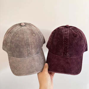 classic high quality unisex <b>corduroy</b> 6 panel dad <b>hat</b> custom made embroidery logo casual outdoor baseball cap soft comfortable - Product Image 2