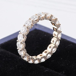 Anillo de Eternidad de Oro Amarillo de 14K/18K para Mujer, Anillo de Compromiso con Diamante Moissanita de Corte Redondo, Anillo de Boda con Piedras Preciosas - Product Image 3