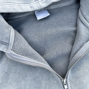 Sudadera con Capucha de Alta Calidad con Lavado Ácido Personalizada, 100% Algodón, Gruesa, Hombros Caídos, Cierre Doble con Cremallera, Sudadera con Capucha con Lavado Ácido para Hombre - Product Image 4