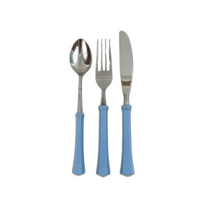 Elegante juego de cubiertos de acero inoxidable, 6 uds., estilo americano de lujo, ecológico, azul turquesa, manijas onduladas, chapado en oro - Product Image 2