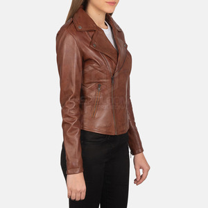 High Quality Women's Leather Jacket Solid Plain Dyed Turtleneck Soft Printed Knitted Winter Autumn Polyester Breathable <b>Zipper</b> - Product Image 2