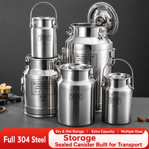 Seau de stockage hermétique en acier inoxydable 304, 15 L, couvercle à fermeture hermétique, anti-fuite, pour l'eau, l'huile, le vin, le lait, les aliments - Product Image 3