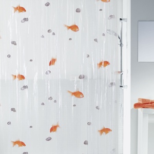 Spirella Goldfish Collection, Textile Shower <b>Curtain</b> 180 x 200, 100% Polyester, <b>Orange</b> - Product Image 2