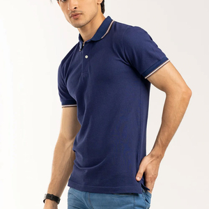T-shirt de sport 100% coton à manches courtes anti-rides pour hommes, couleur unie pour polo avec tissu en toile - Product Image 1