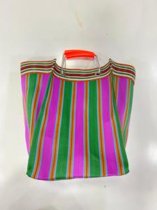 Sac de courses à double anse en nylon recyclé tissé à la main traditionnel indien, rayé, écologique, sac de marché portable, grand format - Product Image 4