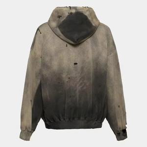 Chándal de algodón 100% personalizado para hombre, sudadera unisex lavada, sudaderas con capucha desgastadas desteñidas, pantalones de chándal lavados a la piedra - Product Image 6