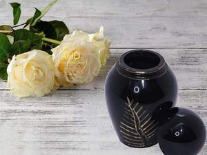 Adiba Home Decor AHD 4287 Glass Art Deco Style Cremation Urn Inlay Mother Pearl Gold Polish Keepsake Human Ashes Eco Friendly - Product Image 6