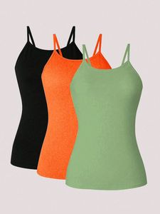 Nouveau Style 3-pack couleur unie Spaghetti sangle haut décontracté sans manches haut caraco pour printemps et été vêtements pour femmes - Product Image 3