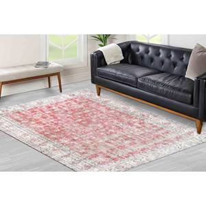 พรมพิมพ์ลายดอกไม้สีแดง: พรมเน้นลายโบฮีเมียนกันลื่นพรมบางๆแบบไม่ทอ - Product Image 3