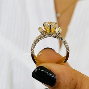 แหวนเพชรแบบโซลิแทร์1กะรัตทอง14K 1กะรัตแหวนเพชรเดี่ยวประดับ - Product Image 5