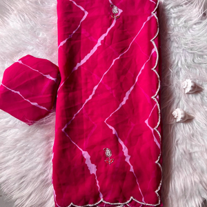 Collection de saris en tissu imprimé numérique Pure Georgette Bandhani - Product Image 1