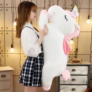 Dev tek boynuzlu at pelüş oyuncak yumuşak dolması Unicorn Plushie oyuncaklar bebekler hayvan at oyuncakları çocuk kız yastık doğum günü hediyeleri için