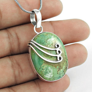 Design unique pendentif décontracté en argent sterling 925 pierre précieuse turquoise naturelle dernière conception à la mode bijoux Boho fabrication indienne - Product Image 2