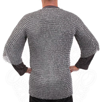 Tunique de cotte de mailles rivetée plate en acier doux de style médiéval Hauberk anneaux de rondelle d'armure pour Cosplay reconstitution chevalier artisanat en métal